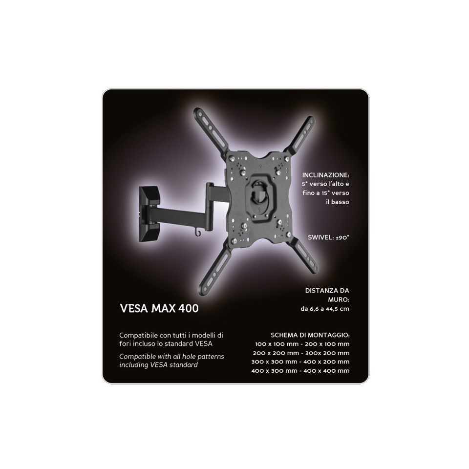 XD Enjoy XDCIM4433X Supporto TV a parete 139,7 cm (55") Nero