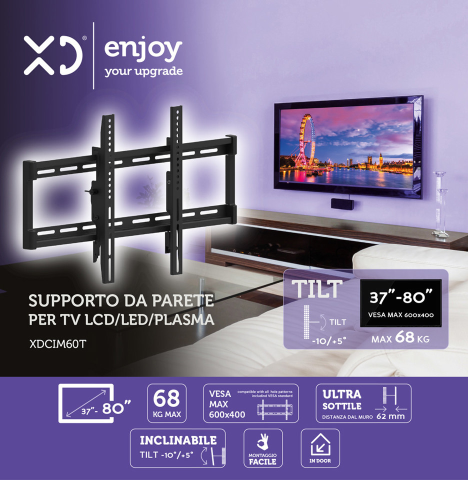 XD Enjoy XDCIM60T Supporto TV a parete 2,03 m (80") Nero