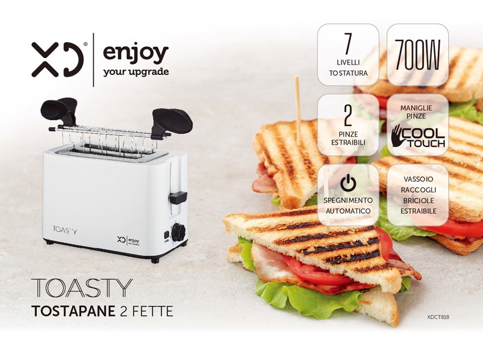 XD Enjoy XDCT818 tostapane 2 fetta/e 700 W Nero, Bianco