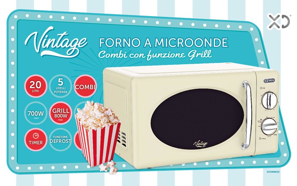 XD Enjoy XDDWMX20 forno a microonde Superficie piana Microonde con grill 20 L 700 W Avorio Vintage