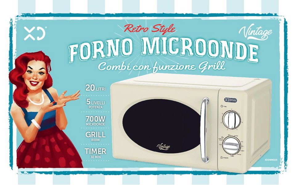 XD Enjoy XDDWMX20 forno a microonde Superficie piana Microonde con grill 20 L 700 W Avorio Vintage