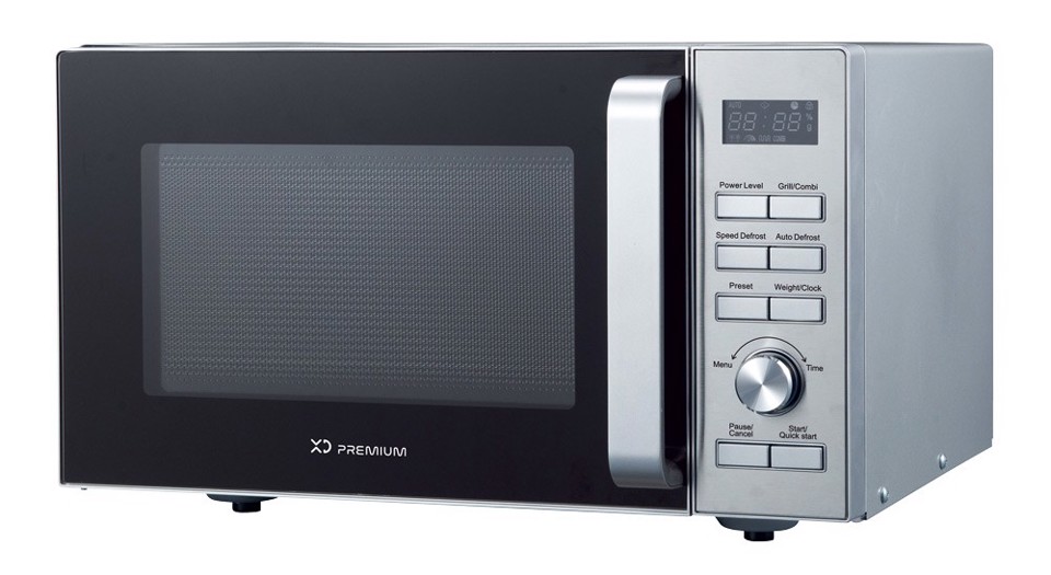 XD Premium XDGANW25SBG forno a microonde Superficie piana Microonde con grill 25 L 900 W Nero, Argento