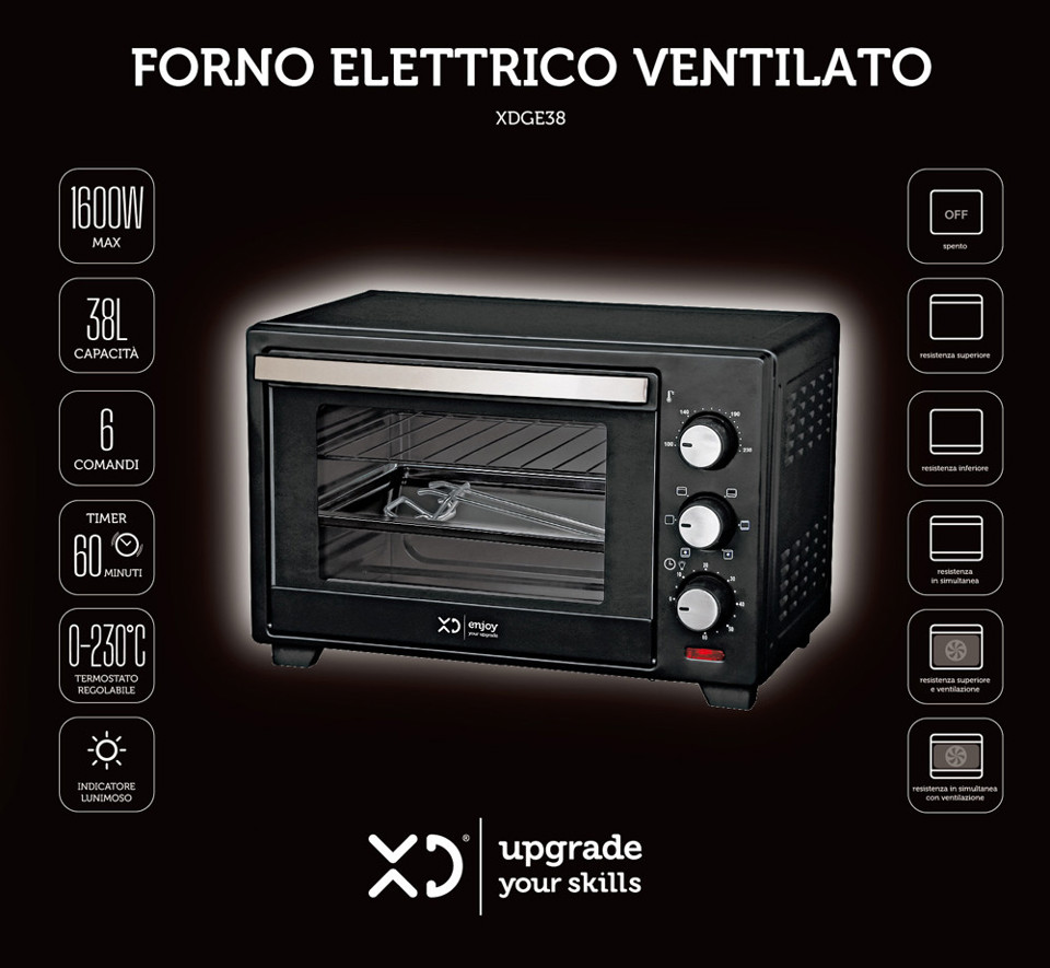 XD Enjoy XDGE38 fornetto con tostapane 38 L 1600 W Nero