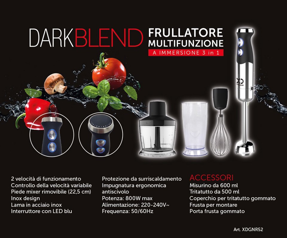 XD Enjoy XDGNR52 frullatore 0,6 L Frullatore ad immersione 800 W Acciaio inossidabile