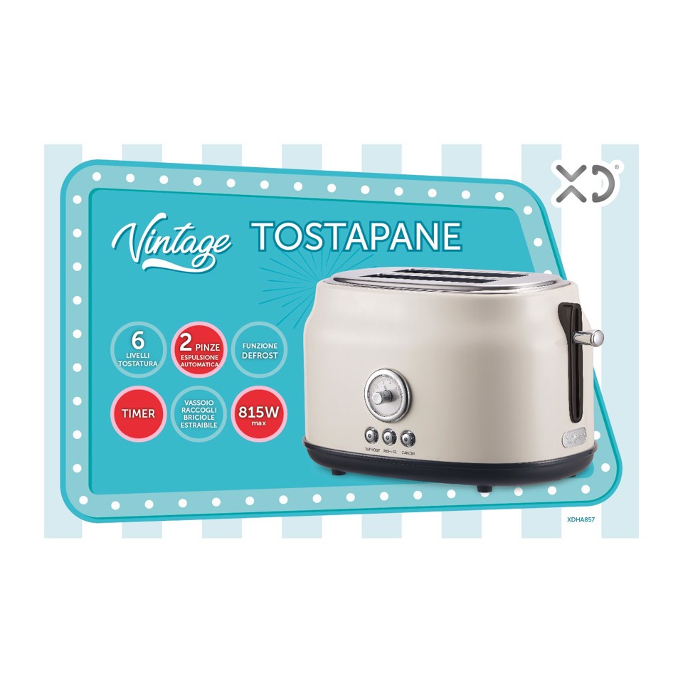XD Enjoy XDHA857 tostapane 2 fetta/e 815 W Avorio vintage