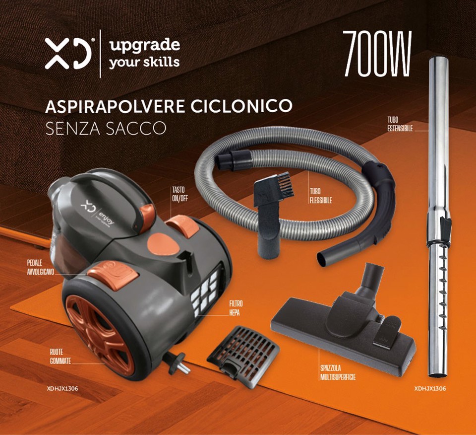 XD Enjoy XDHJX1306 aspirapolvere a traino 1,5 L A cilindro Secco 700 W Senza sacchetto