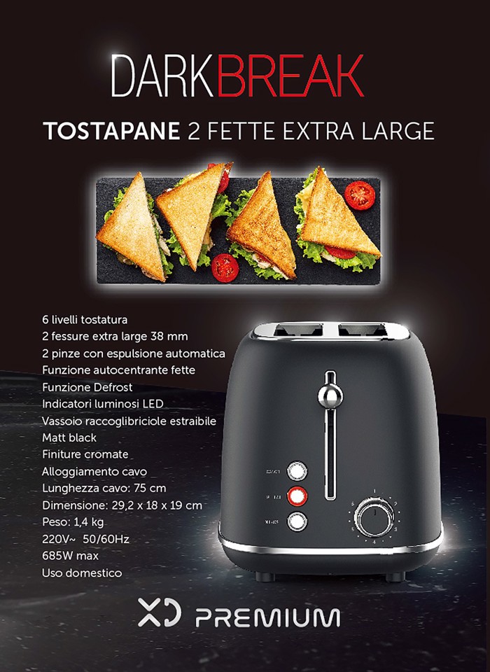 XD Enjoy XDHL330DRK tostapane 2 fetta/e 685 W Nero