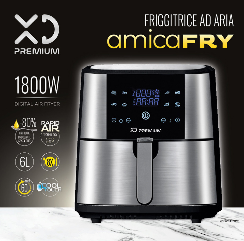 XD Premium XDJW514 friggitrice ad aria 6 L 1800 W colore Nero, Acciaio inossidabile