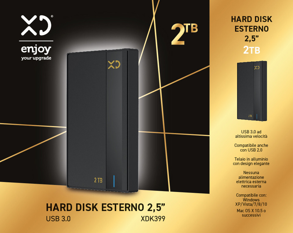 XD Enjoy XDK399 disco rigido esterno 2000 GB Nero
