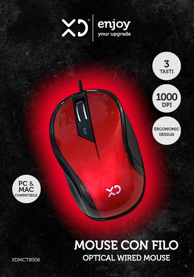 XD Enjoy XDMCT8006 mouse USB tipo A Ottico 1000 DPI