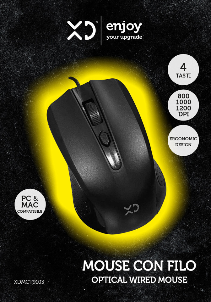 XD Enjoy XDMCT9103 mouse USB tipo A Ottico 1200 DPI