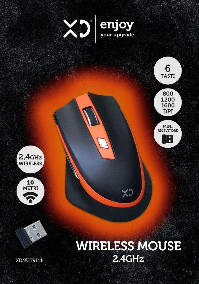 XD Enjoy XDMCT9111 mouse RF Wireless Ottico 1600 DPI