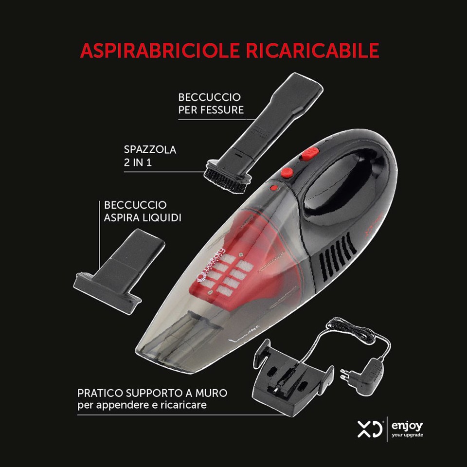 XD Enjoy XDNY048 aspirapolvere senza filo Nero Senza sacchetto