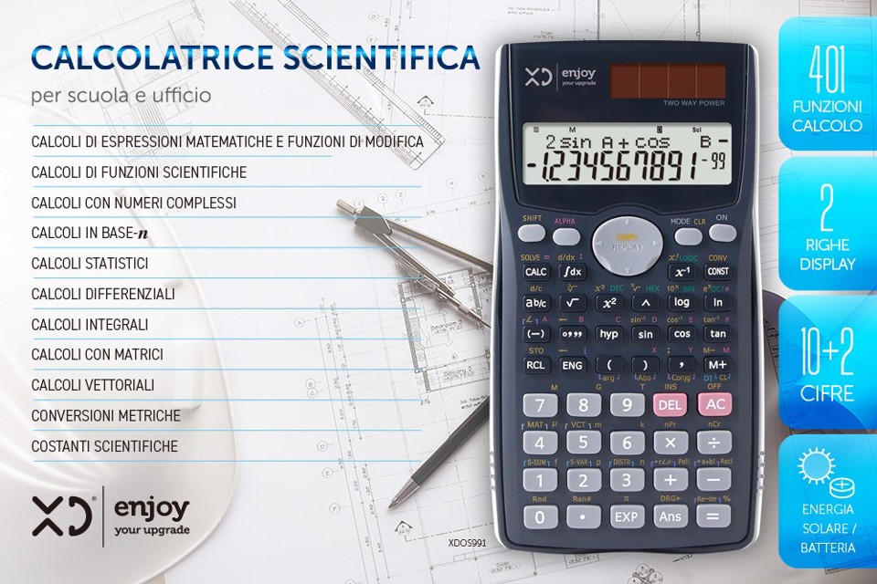 XD Enjoy XDOS991 calcolatrice Desktop Calcolatrice scientifica Nero
