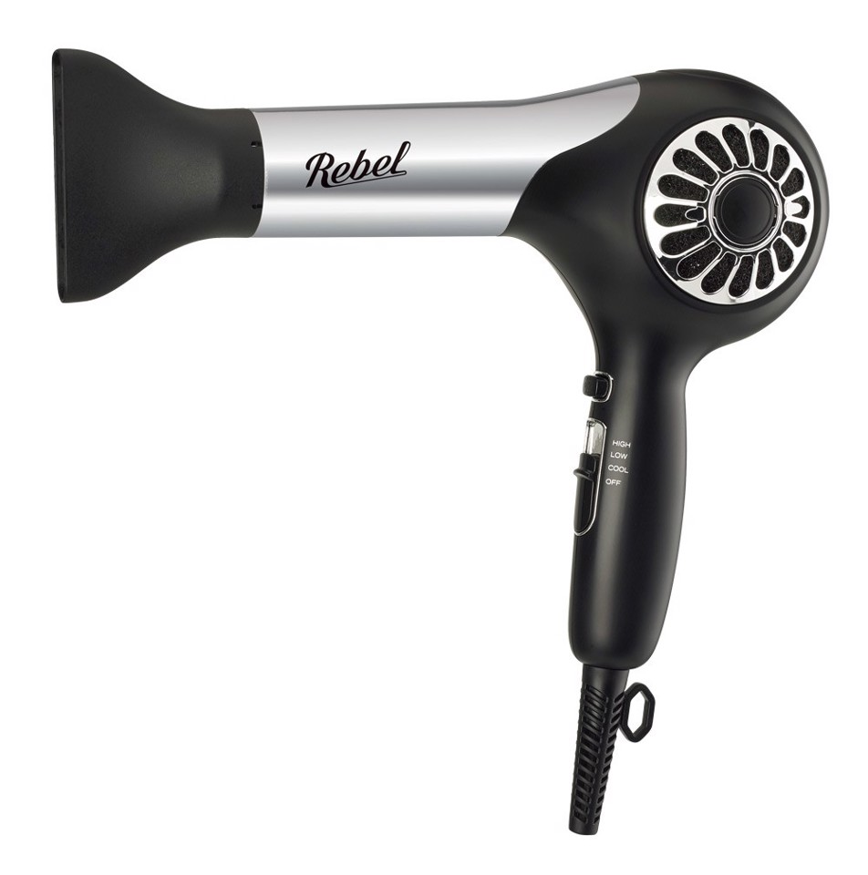 Rebel XDRWBS300 Phon semiprofessionale asciugacapelli 1300 W Nero, Argento linea premium Rebel