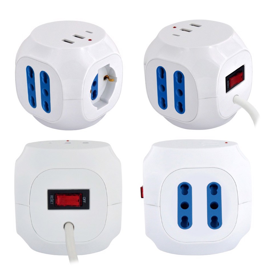 XD Enjoy XDSL1088 prolunghe e multiple 1,5 m 5 presa(e) AC Interno Blu, Bianco