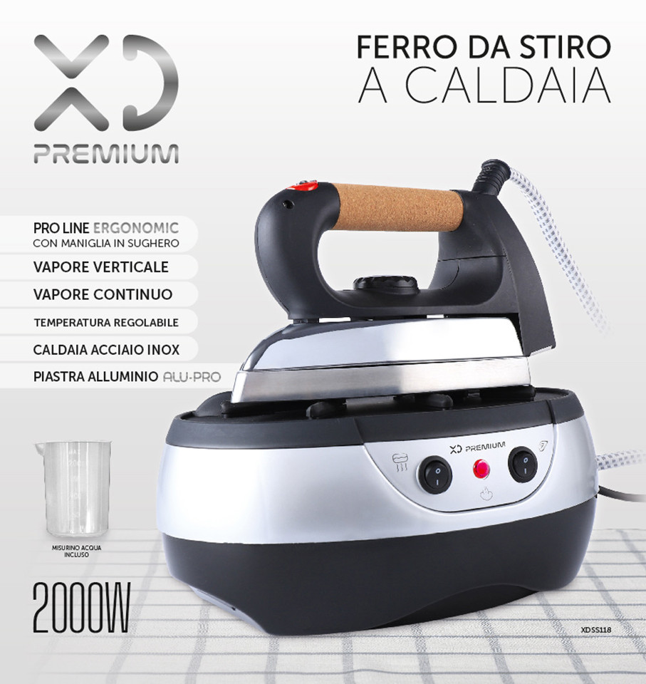 XD Enjoy XDSS118 ferro da stiro a caldaia 800 W 1 L Alluminio Nero, Acciaio inossidabile