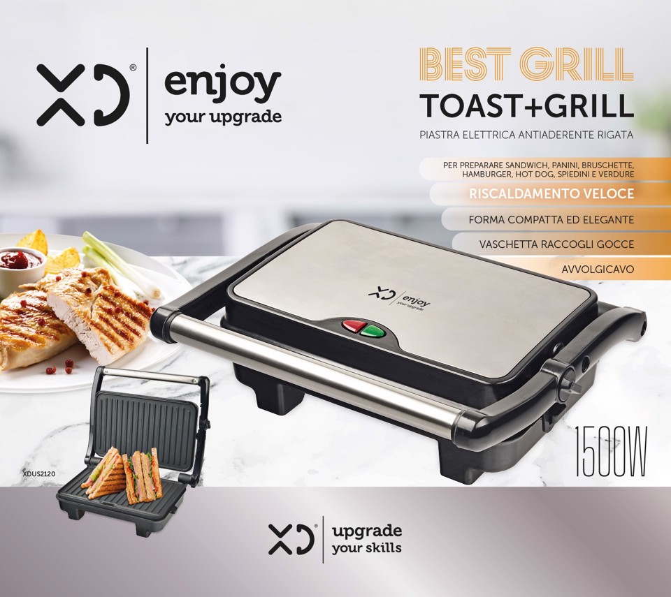 XD Enjoy XDUS2120 tostiera 1500 W Nero, Argento