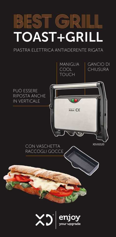 XD Enjoy XDUS2120 tostiera 1500 W Nero, Argento