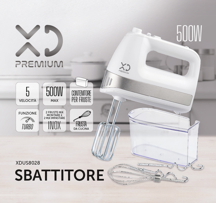 XD Enjoy XDUS8028 sbattitore Sbattitore manuale 500 W Argento, Bianco