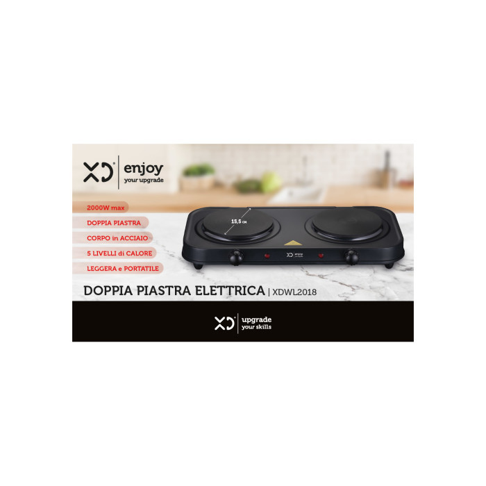 XD Enjoy XDWL2018 piano cottura Nero Superficie piana Piastra sigillata 2 Fornello(i)