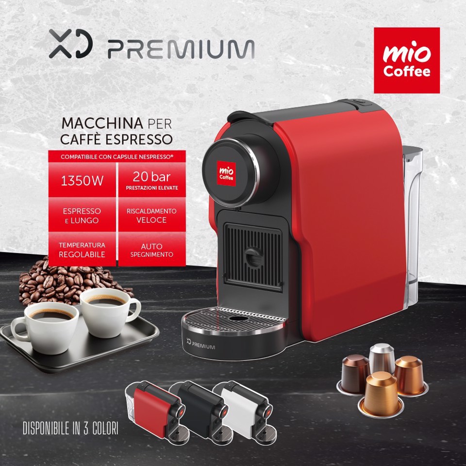 Macchina per caffè espresso a capsule compatibili Nespresso Rossa