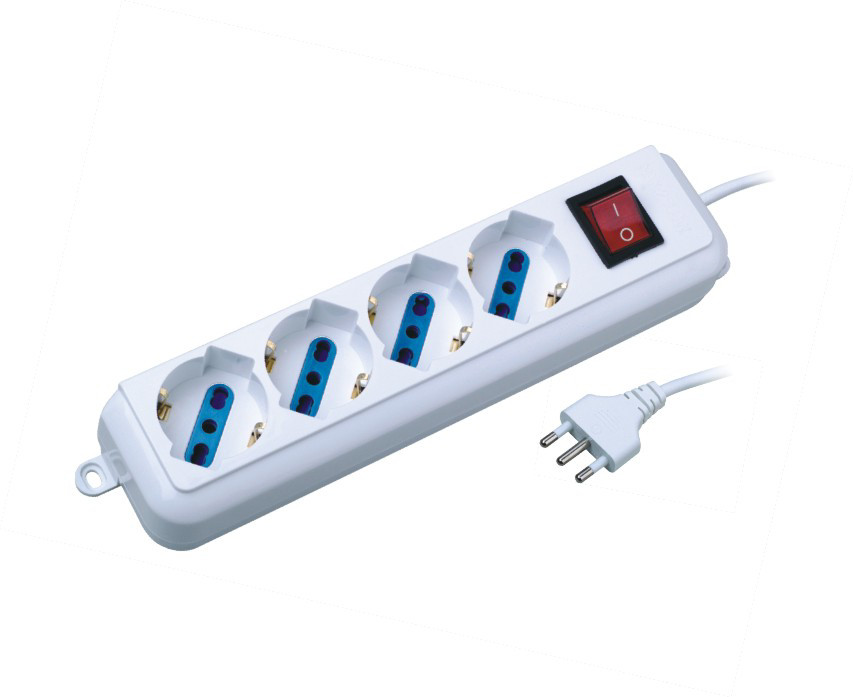 XD Enjoy Multipresa 4 Pos.Con Interruttore 10/16A Bipasso/Schuko Cavo 1.5M,Con Spina 16A 2P+T