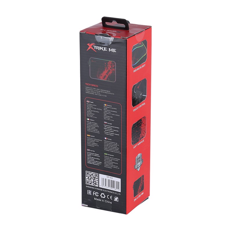 Xtrike Me MP-602 Tappetino per mouse per gioco da computer Nero, Rosso